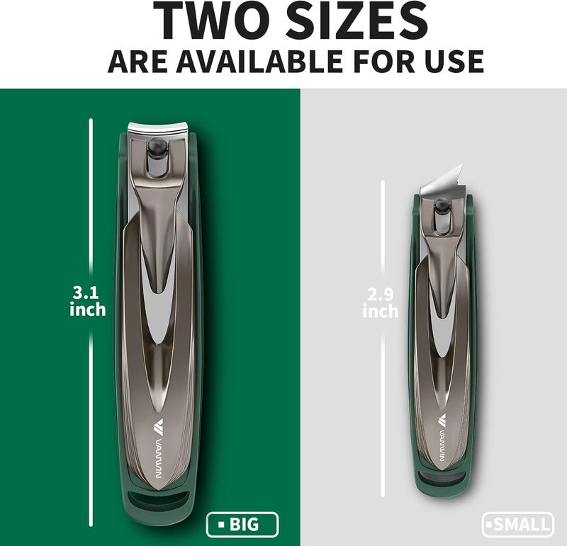 VANWIN Nail Clippers with Catcher, 2-Pack Slanted & Curved Nail Clippers for Ingrown Toenails and Fingernails, Anti-Splash Nail Cutter for Men, Women, Seniors, Heavy-Duty Finger Nail Clippers Adult - Image 2